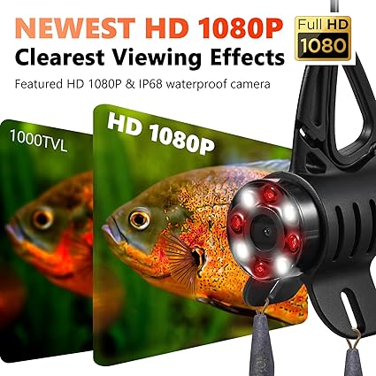 FishPRO 7'' Underwater Fishing Camera HD 1080P- MOQCQGR (No Need Learn) Ice Fishing Camera Underwater w/ 10,000mAh Li-Battery, Mag-Attached Ice Fishing Fish Finder for Ice Lake Boat Kayak Fishing