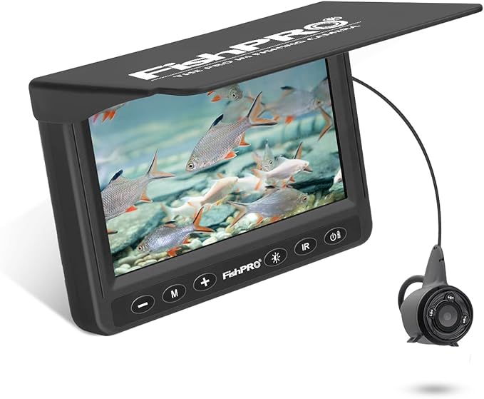 [FishPRO® 2025 Upgrade] Underwater Fishing Camera 4.3'' HD 1000 TVL, Pocket Ice Fishing Camera Underwater for Fish, Portable Fish Finder w/LCD Monitor, IR+LED for Ice Lake Sea Boat Kayak Fishing